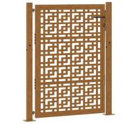 vidaXL Puerta de jardín diseño en Cruz de Acero Desgastado 105x130 cm, Puerta de Cerca, Puerta Exterior, Puerta de Metal, Puerta de Seguridad
