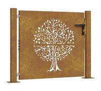 vidaXL Puerta de jardín 100x75 cm de acero corten con diseño de árbol