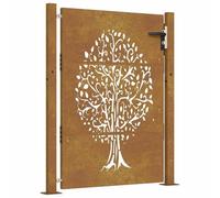 vidaXL Puerta de jardín Acero corten diseño árbol 105x155 cm