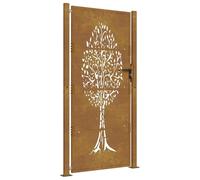 vidaXL Puerta de jardín acero corten diseño árbol 105x180 cm, puerta de valla, puerta de exterior, puerta de metal, puerta de seguridad