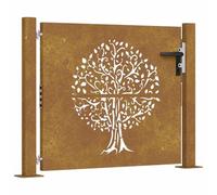 vidaXL Puerta de jardín acero corten diseño árbol 105x80 cm