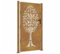 vidaXL Puerta de jardín acero corten diseño árbol 100x200 cm, puerta de metal, puerta delantera de jardín, puerta de jardín con cerradura