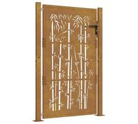 vidaXL Puerta de jardín Acero corten diseño bambú 100x125 cm, Puerta de Valla, Puerta de Exterior, Puerta de Metal, Puerta de Seguridad
