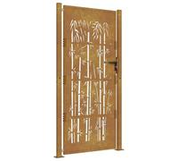 vidaXL Puerta de jardín acero corten diseño bambú 100x200 cm, puerta de valla, puerta de exterior, puerta de metal, puerta de seguridad