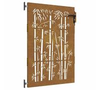 vidaXL Puerta de jardín acero corten diseño bambú 85x125 cm, puerta de metal, puerta delantera de jardín, puerta de jardín con cerradura