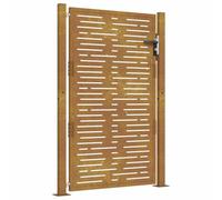 vidaXL Puerta de jardín acero corten diseño cuadrado 105x130 cm, puerta de valla, puerta de exterior, puerta de metal, puerta de seguridad