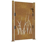 vidaXL Puerta de jardín Acero corten diseño Hierba 105x155 cm