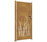 vidaXL Puerta de jardín Acero corten diseño Hierba 105x180 cm