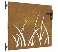 vidaXL Puerta de jardín acero corten diseño hierba 85x100 cm, puerta de metal, puerta delantera de jardín, puerta de jardín con cerradura