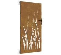 vidaXL Puerta de jardín Acero corten diseño Hierba 85x175 cm, Puerta de Metal, Puerta Delantera de jardín, Puerta de jardín con Cerradura