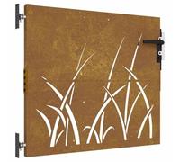 vidaXL Puerta de jardín acero corten diseño hierba 85x75 cm, puerta de metal, puerta delantera de jardín, puerta de jardín con cerradura