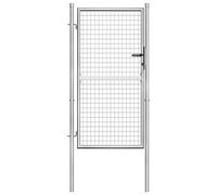 vidaXL Puerta de Jardín Acero Galvanizado Plateado 105x200cm Cercado Entrada Práctica Bricolaje Bisagras Resistentes Diseño Clásico Estable Duradera