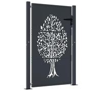 vidaXL Puerta de jardín Acero Gris Antracita diseño árbol 100x150 cm, Puerta de Valla, Puerta de Exterior, Puerta de Metal, Puerta de Seguridad