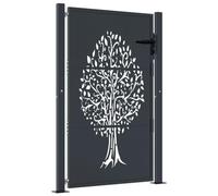vidaXL Puerta de jardín Acero Gris Antracita diseño árbol 100x150 cm, Puerta de Valla, Puerta de Exterior, Puerta de Metal, Puerta de Seguridad