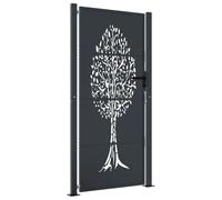vidaXL Puerta de jardín Acero Gris Antracita diseño árbol 100x200 cm, Puerta de Valla, Puerta de Exterior, Puerta de Metal, Puerta de Seguridad