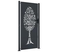 vidaXL Puerta de jardín acero gris antracita diseño árbol 105x205 cm