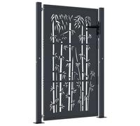 vidaXL Puerta de jardín Acero Gris Antracita diseño bambú 100x125 cm, Puerta de Valla, Puerta de Exterior, Puerta de Metal, Puerta de Seguridad