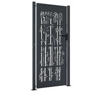vidaXL Puerta de jardín Acero Gris Antracita diseño bambú 105x205 cm
