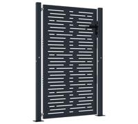 vidaXL Puerta de jardín Acero Gris Antracita diseño Cuadrado 100x125 cm, Puerta de Metal, Puerta Delantera de jardín, Puerta de jardín con Cerradura