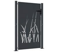 vidaXL Puerta de jardín acero gris antracita diseño hierba 100x150 cm, puerta de valla, puerta de exterior, puerta de metal, puerta de seguridad