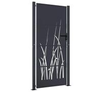 vidaXL Puerta de jardín acero gris antracita diseño hierba 100x175 cm, puerta de valla, puerta de exterior, puerta de metal, puerta de seguridad