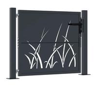 vidaXL Puerta de jardín antracita 100x75 cm de acero con diseño de césped