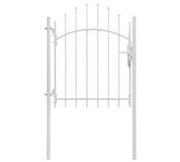 vidaXL Puerta de Jardín con Arco Superior Acero Vallas Entradas Cercado Patio Terraza Práctica Elegante Funcional Segura con Cerradura 1x1.75m Blanca