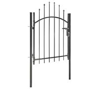 vidaXL Puerta de Jardín con Arco Superior Acero Vallas Entradas Cercado Patio Terraza Práctica Elegante Funcional Segura con Cerradura 1x1.5m Negra