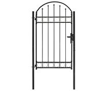 vidaXL Puerta de Jardín con Arco Superior Entrada Jardín Accesorios para Entrada Funcional Moderna Estable Duradera Práctica 100x175cm Acero Negro