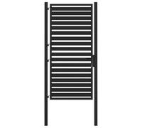 vidaXL Puerta de jardín con cerradura de aluminio negra 100x180 cm, puerta de jardín de metal, puerta de jardín delantera, puerta de seguridad