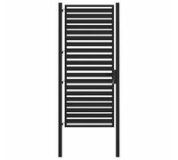 vidaXL Puerta de jardín con cerradura de aluminio negra 100x200 cm, puerta de jardín de metal, puerta de jardín delantera, puerta de seguridad