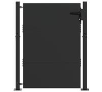 vidaXL Puerta de jardín con Cerradura Negro 85 x 155 cm, Puerta Elegante para jardín y terraza, Acero Metal, diseño Moderno, Resistente al óxido, a Prueba de Clima