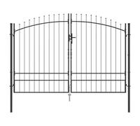 vidaXL Puerta de Jardín con Punta de Lanza Doble Batiente Gris 200x300 cm Acero