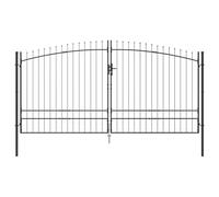 vidaXL Puerta de Jardín con Punta de Lanza Doble Batiente Gris 200x400 cm Acero