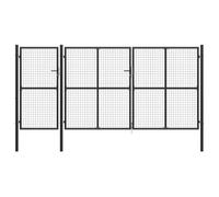 vidaXL Puerta de Jardín de Acero Casa Parque Huerto Piscina Bricolaje Porche Paso Cancela Pórtico Portillo Portón Abertura 400x150 cm Gris Antracita