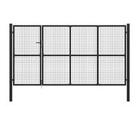 vidaXL Puerta de Jardín de Acero Casa Parque Huerto Piscina Bricolaje Porche Paso Cancela Pórtico Portillo Portón Abertura 350x150 cm Gris Antracita