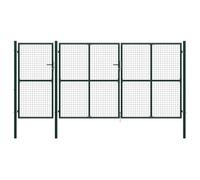vidaXL Puerta de Jardín de Acero Casa Parque Piscina Bricolaje Porche Paso Entrada Salida Cancela Pórtico Portillo Portón Abertura 400x150 cm Verde