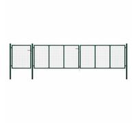 vidaXL Puerta de Jardín de Acero Cercado Exterior Jardín Patio Terraza Punto de Entrada Robusta Duradera Resistente Óxido Corrosión Verde 500x100cm