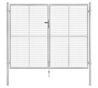 vidaXL Puerta de jardín de acero galvanizado 300 x 200 cm color plata