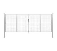 vidaXL Puerta de Jardín de Acero Galvanizado Casa Hogar Jardín Bricolaje Entrada Salida Cancela Portón Pórtico Valla Barrera 415x200 cm Plateado