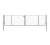 vidaXL Puerta de Jardín de Acero Galvanizado Casa Hogar Jardín Bricolaje Entrada Salida Cancela Portón Pórtico Valla Barrera 415x150 cm Plateado