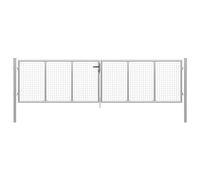 vidaXL Puerta de Jardín de Acero Galvanizado Casa Hogar Jardín Bricolaje Entrada Salida Cancela Portón Pórtico Valla Barrera 415x150 cm Plateado