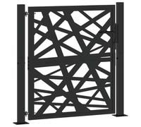 vidaXL Puerta de jardín de acero negra diseño luminoso 100x100 cm, puerta de cerca, puerta exterior, puerta de metal, puerta de seguridad