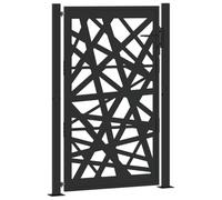 vidaXL Puerta de jardín de Acero Negra diseño Luminoso 105x155 cm, Puerta de Cerca, Puerta Exterior, Puerta de Metal, Puerta de Seguridad