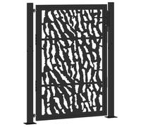 vidaXL Puerta de jardín de diseño con Carril de Acero Negro 100x125 cm, Puerta de Cerca, Puerta Exterior, Puerta de Metal, Puerta de Seguridad