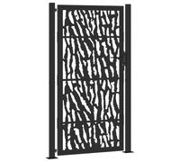 vidaXL Puerta de jardín de diseño con Carril de Acero Negro 105x180 cm, Puerta de Cerca, Puerta Exterior, Puerta de Metal, Puerta de Seguridad
