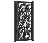 vidaXL Puerta de jardín de diseño con raíl de acero negro 105x205 cm, puerta de cerca, puerta exterior, puerta de metal, puerta de seguridad