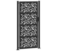 vidaXL Puerta de jardín de acero con diseño de hojas negra 105x205 cm — puerta de seguridad
