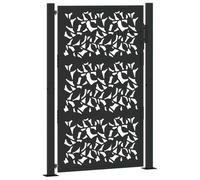 vidaXL Puerta de jardín de diseño de hojas de acero negra 105x155 cm, puerta de cerca, puerta exterior, puerta de metal, puerta de seguridad