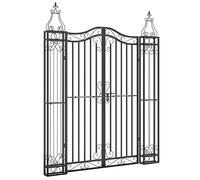 vidaXL Puerta de jardín de Hierro Forjado Negro 121x8x150 cm